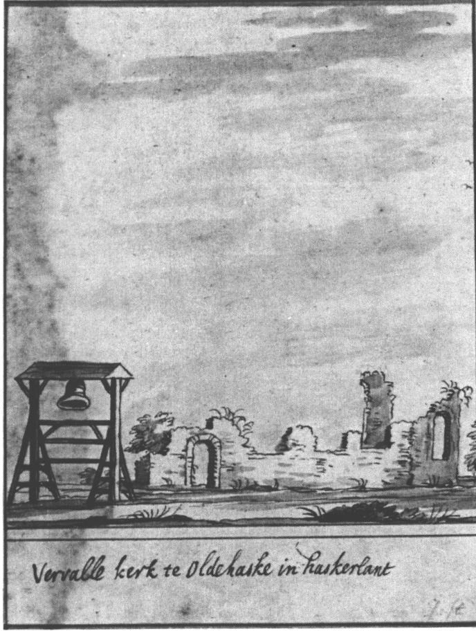 Kerk in verval en klokkestoel 1720